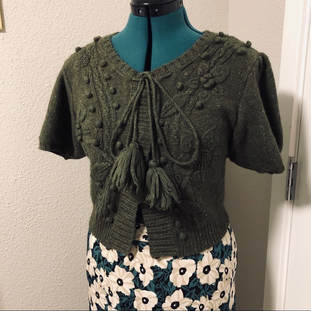 Anthropologie sleeping on snow Pom Pom sweater